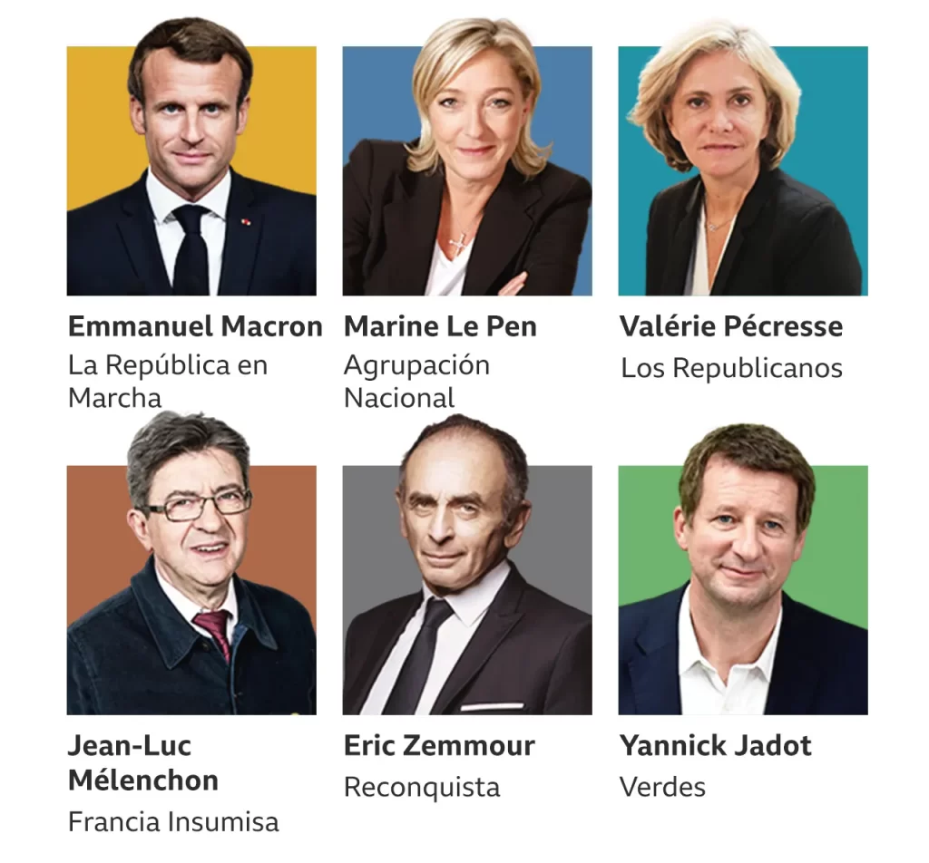 Candidatos a las presidenciales en Francia.