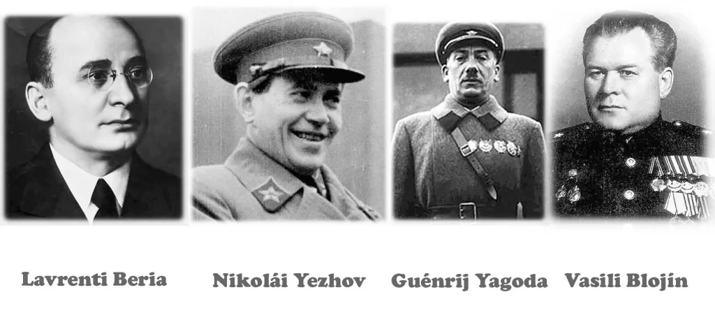Principales verdugos de la NKVD estalinista.